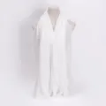 Solid color white cotton linen crinkled gauze scarf with fringe edge for women fashion. - 48 Natural White / 90*180(+-5)cm
