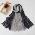Women gradient long scarf black gray tassel fringe versatile fashion accessory elegant design. - Gradient #11