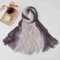 Farbverlauf Baumwoll Schal für Damen, eleganter langer Schal in Lila und Grau mit Fransen. - Farbverlauf #12