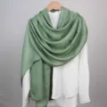 Solid green cotton linen scarf, vintage long shawl for women, spring versatile accessory. - 180cm / Green