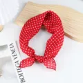 Red polka dot cotton linen small square scarf, stylish breathable neckerchief for women. - Red Polka Dot