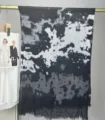 Black and white tie dye modal cotton scarf, stylish watercolor marble print headscarf. - 6#