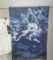 Stylish dark blue modal tie dye scarf bohemian watercolor marble print fashion hijab shawl - 7#