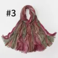 Damen Viskose Schal mit Farbverlauf, Vintage langer Plissee Schal mit Fransen, weich drapierbar. - Punktierung (#3)