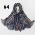 Verlauf gestreifter Viskoseschal, vintage Damen langer Plissierschal, Detailansicht. - Punktierung (#4)