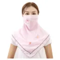 Women sun protection face mask UV block neck cover floral embroidered breathable veil - 2# Peach Blossom Pink