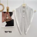 Classic white and black polka dot square scarf, soft fabric fashion neckerchief for women. - White Velvet Polka Dots