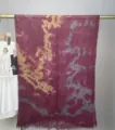 Closeup view of the bohemian modal cotton tie-dye scarf featuring watercolor marble pattern. - 11#