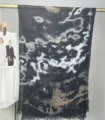 Black and grey tie-dye modal cotton scarf, stylish watercolor marble print shawl. - 12#