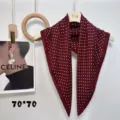 Burgundy polka dot square scarf, stylish vintage lightweight neckerchief for elegant outfits. - Wine Red Velvet Polka Dots