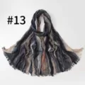 Gekrauste lange Viskoseschal Detail mit Farbverlauf Streifen, Damen Vintage Schal. - Stil 13