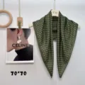 Elegant green polka dot square scarf, soft fabric, chic women's neckerchief accessory. - Dark Green Velvet Polka Dots
