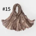 Farbverlauf geknitterter Viskoseschal für Damen, vintage gestreifter Schal und Kopftuch. - 15#