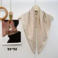 Elegant polka dot square scarf, fashion lightweight neckerchief for women spring and autumn. - Apricot Velvet Polka Dots