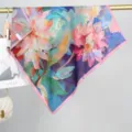 Chic oil painting floral square scarf for women, soft velvet cotton material, stylish warm neck wrap. - Geometric Print 2