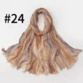 Weicher Viskose Plissee Schal retro Damen langer Schal Mode gestreiftes Hijab Kopftuch - 24#