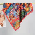 Foulard carré en soie style peinture à l'huile artistique, imprimé coloré, élégant - Motif Géométrique 5