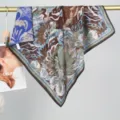 Foulard carré double face en coton velours à fleurs vintage, style peinture à l'huile chaud. - Motif Géométrique 6