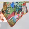 Foulard carré style peinture à l'huile patchwork, élégant imprimé floral accessoire chaud. - Motif 7