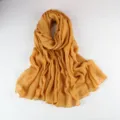 Fashion solid color sequin long scarf for women, breathable soft elegant shawl hijab wrap. - Turmeric