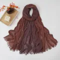 Damen Viskose Verlauf Knitter Schal Retro Fransen langer Hijab elegant Tuch Zubehör chic - Farbverlauf #10