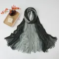 Damen Viskoseschal mit Farbverlauf, weicher langer Schal mit Fransen und elegantem Vintage-Design. - Farbverlauf #4