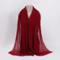 Solid color crinkled cotton linen scarf with fringe, soft draped shawl wrap for daily use. - 6 / 90*180(+-5)cm