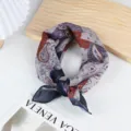 Vintage cotton linen small square scarf for women, elegant paisley floral neckerchief. - Paisley 6