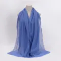 Blue wrinkled cotton linen scarf with frayed edges, soft breathable hijab or shawl wrap. - 8 / 90*180(+-5)cm