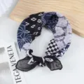 Japanese style cotton linen patchwork printed square scarf for women spring and summer. - Paisley 3