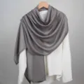 Women solid grey long scarf elegant vintage shawl casual versatile draping soft fabric style - 180cm / Gray