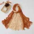 Damen langer Farbverlauf Rayon Schal mit Fransen knitteroptik alltagstauglich mode stil - Farbverlauf #7