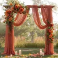 Outdoor wedding arch drape terracotta sheer fabric romantic party decoration backdrop fabric - Rust red