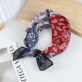 Cotton linen paisley small square scarf, vintage bandana neckerchief for women summer. - Paisley 8