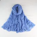 Elegant blue sparkly long scarf hijab shawl for women, soft lightweight breathable fabric. - Denim Blue