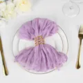 Elegant purple pleated voile cloth napkin with gold ring, perfect for wedding table decor. - Purple No. 11 Light Purple