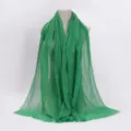 Solid color cotton linen crinkled scarf lightweight shawl frayed edge green head wrap - 11 / 90*180(+-5)cm