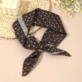 Retro geometric pattern square scarf women cotton linen neckerchief brown hair band - Geometric Print 6