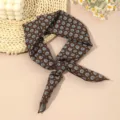 Brown floral square scarf, elegant neck ribbon variant for women daily outfit style. - Pattern 9
