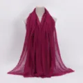 Solid color crinkled cotton linen scarf with frayed edges for women daily fashion style - 15 / 90*180(+-5)cm
