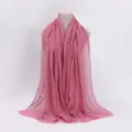 Solid color crinkled cotton linen scarf with frayed edges, soft casual shawl for women. - 16 / 90*180(+-5)cm
