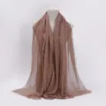 Solid color crinkled cotton linen scarf with frayed edges, elegant shawl for daily wear. - 19 / 90*180(+-5)cm