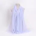 Light blue crinkled cotton linen scarf, versatile plain hijab and fashion daily shawl. - 23 / 90*180(+-5)cm