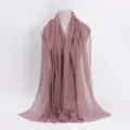 Solid color crinkled cotton linen scarf, soft frayed edge gauze hijab for women. - 24 / 90*180(+-5)cm