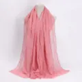 Solid color cotton linen crinkle scarf with fringe, lightweight breathable casual hijab wrap. - 26 / 90*180(+-5)cm