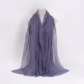 Solid color crinkled cotton linen scarf, grey purple casual fringe shawl for women. - 28 / 90*180(+-5)cm