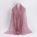 Solid color crinkled cotton linen scarf hijab with raw fringe edges, soft daily wrap shawl. - 29 / 90*180(+-5)cm