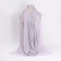 Solid color cotton linen crinkle scarf with frayed edges, stylish light purple shawl. - 31 / 90*180(+-5)cm