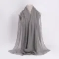 Solid color cotton linen crinkled scarf soft hijab with raw edges for daily casual wear. - 32 / 90*180(+-5)cm