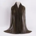 Solid color wrinkled cotton linen scarf with fringe edges, natural crinkle hijab wrap. - 33 / 90*180(+-5)cm